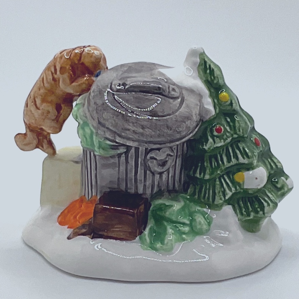 Dept 56 Original Snow Village Cat in Garbage Bin
